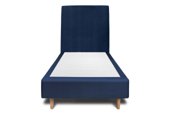 Lit 90x190 cm - Sommier tapissier H35 cm + tête de lit tapissée - Tissu Velours Bleu Océan