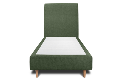 Lit 90x200 cm - Sommier tapissier H35 cm + tête de lit tapissée - Tissu Toile natté Vert Kaki
