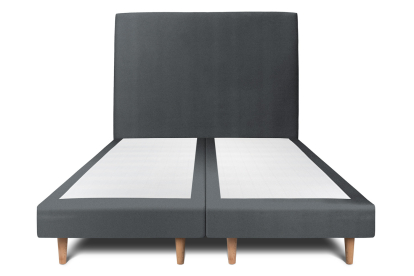 Lit 2x 100x200 cm - Sommier tapissier H29 cm + tête de lit tapissée - Tissu Velours Gris Anthracite