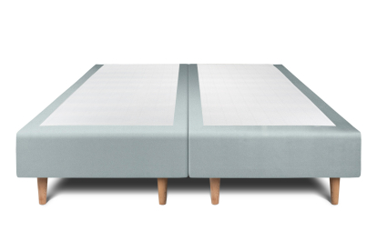 Lit 2x 80x200 cm - Sommier tapissier H35 cm + tête de lit capitonnée - Tissu Velours Gris Bleuté
