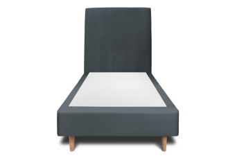 Lit 90x200 cm - Sommier tapissier H35 cm + tête de lit tapissée - Tissu Velours Gris Anthracite