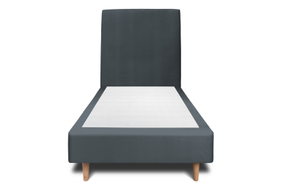 Lit 90x200 cm - Sommier tapissier H35 cm + tête de lit tapissée - Tissu Velours Gris Anthracite
