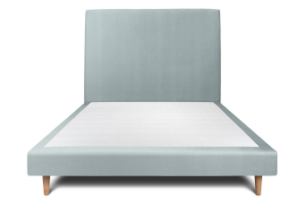 Lit 160x200 cm - Sommier tapissier H29 cm + tête de lit tapissée - Tissu Velours Gris Bleuté