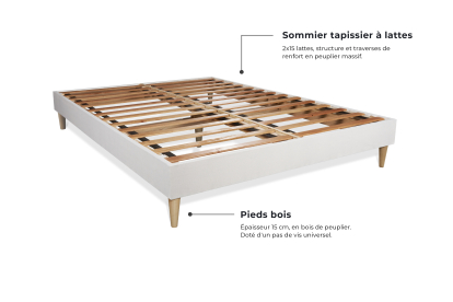 Sommier Tapissier à Lattes 200x200 cm - En kit à monter soi-même