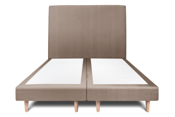 Lit 2x 90x200 cm - Sommier tapissier H29 cm + tête de lit tapissée - Tissu Velours Taupe