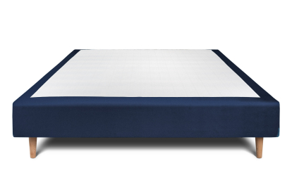 Sommier Tapissier 160x200 cm - H35 cm - Velours - Bleu océan
