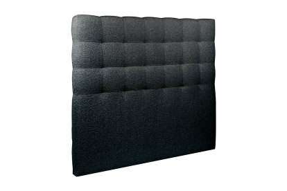 Lit coffre 200x200 cm avec Tête de lit capitonnée - Tissu Bouclette Noir