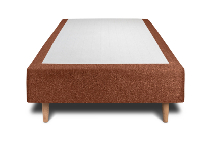 Lit 90x200 cm - Sommier tapissier H35 cm + tête de lit capitonnée - Tissu Bouclette Terracotta