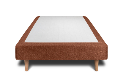 Lit 90x190 cm - Sommier tapissier H29 cm + tête de lit capitonnée - Tissu Bouclette Terracotta