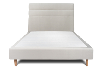 Lit 160x200 cm - Sommier tapissier H35 cm + tête de lit à lignes - Tissu Velours Gris Clair