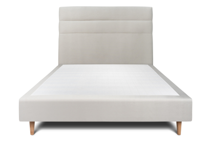 Lit 160x200 cm - Sommier tapissier H35 cm + tête de lit à lignes - Tissu Velours Gris Clair