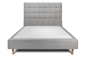 Lit 140x200 cm - Sommier tapissier H35 cm + tête de lit capitonnée - Tissu Bouclette Gris