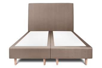 Lit 2x 100x200 cm - Sommier tapissier H35 cm + tête de lit tapissée - Tissu Velours Taupe