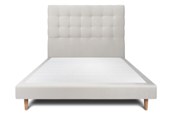Lit 140x200 cm - Sommier tapissier H29 cm + tête de lit capitonnée - Tissu Velours Gris Clair