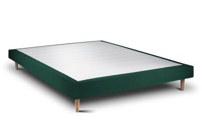 Lit 140x200 cm - Sommier tapissier H29 cm + tête de lit capitonnée - Tissu Velours Vert