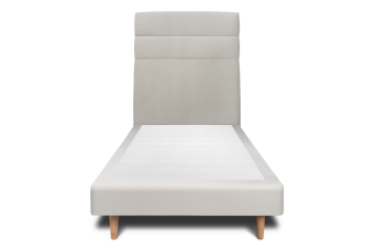 Lit 90x200 cm - Sommier tapissier H29 cm + tête de lit à lignes - Tissu Velours Gris Clair