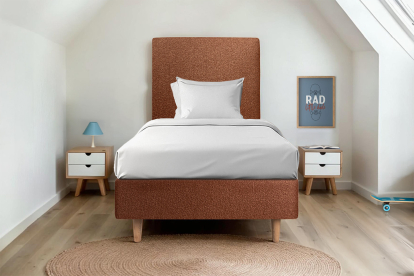 Sommier Tapissier 80x200 cm - H35 cm - Bouclette - Terracotta