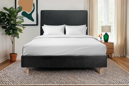 Tête de lit 160 cm Tapissée - Tissu Bouclette Noir