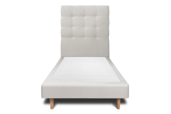 Lit 90x190 cm - Sommier tapissier H29 cm + tête de lit capitonnée - Tissu Velours Gris Clair