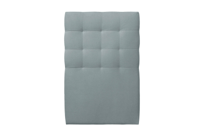 Lit 90x190 cm - Sommier tapissier H29 cm + tête de lit capitonnée - Tissu Velours Gris Bleuté
