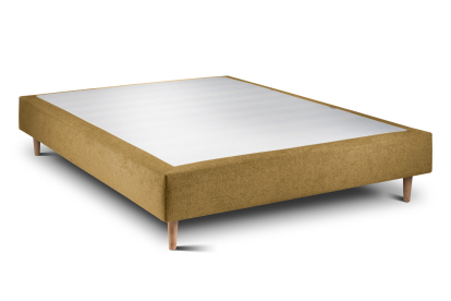 Lit 140x200 cm - Sommier tapissier H35 cm + tête de lit à lignes - Tissu Toile natté Jaune