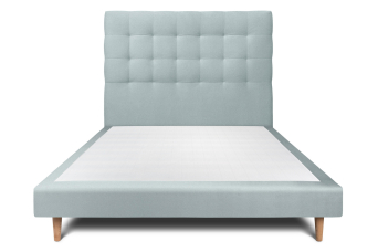 Lit 160x200 cm - Sommier tapissier H29 cm + tête de lit capitonnée - Tissu Velours Gris Bleuté