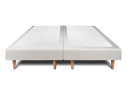 Lit 2x 80x200 cm - Sommier tapissier H29 cm + tête de lit à lignes - Tissu Velours Gris Clair