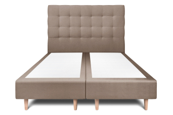 Lit 2x 100x200 cm - Sommier tapissier H35 cm + tête de lit capitonnée - Tissu Velours Taupe