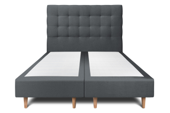 Lit 2x 80x200 cm - Sommier tapissier H35 cm + tête de lit capitonnée - Tissu Velours Gris Anthracite