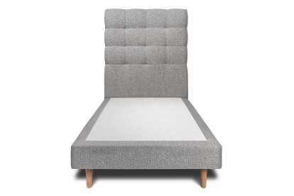 Lit 90x200 cm - Sommier tapissier H29 cm + tête de lit capitonnée - Tissu Bouclette Gris