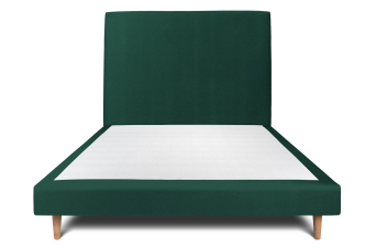 Lit 140x200 cm - Sommier tapissier H29 cm + tête de lit tapissée - Tissu Velours Vert