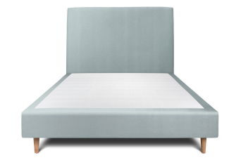 Lit 160x200 cm - Sommier tapissier H35 cm + tête de lit tapissée - Tissu Velours Gris Bleuté