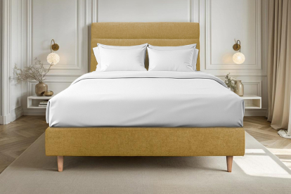 Tête de lit 150 cm Lignes - Tissu Toile Natté Jaune