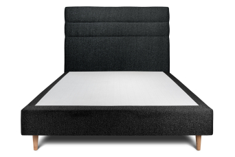 Lit 160x200 cm - Sommier tapissier H35 cm + tête de lit à lignes - Tissu Bouclette Noir