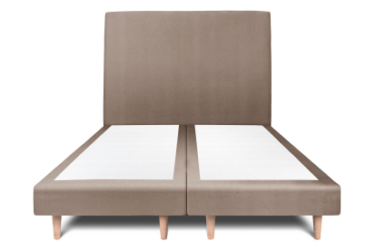 Lit 2x 100x200 cm - Sommier tapissier H29 cm + tête de lit tapissée - Tissu Velours Taupe