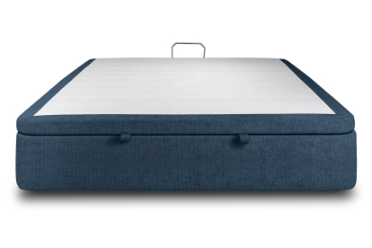 Sommier Coffre 140x190 cm - Toile nattée  - Bleu océan