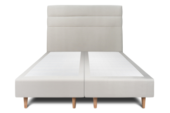 Lit 2x 80x200 cm - Sommier tapissier H35 cm + tête de lit à lignes - Tissu Velours Gris Clair
