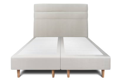 Lit 2x 80x200 cm - Sommier tapissier H35 cm + tête de lit à lignes - Tissu Velours Gris Clair