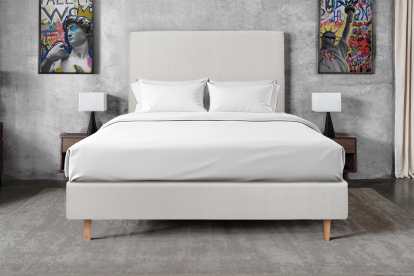 Sommier Tapissier 160x200 cm - H35 cm - Velours - Gris clair
