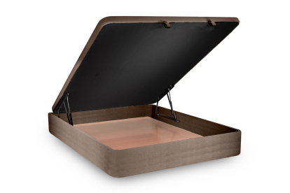 Lit coffre 160x200 cm avec Tête de lit capitonnée - Tissu Velours Taupe