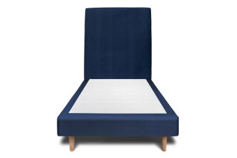 Lit 90x190 cm - Sommier tapissier H29 cm + tête de lit tapissée - Tissu Velours Bleu Océan