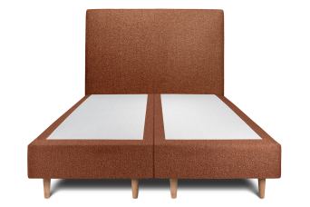 Lit 2x 90x200 cm - Sommier tapissier H35 cm + tête de lit tapissée - Tissu Bouclette Terracotta