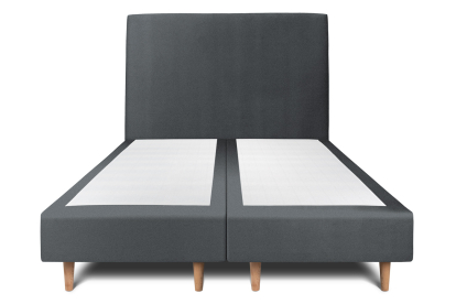 Lit 2x 80x200 cm - Sommier tapissier H35 cm + tête de lit tapissée - Tissu Velours Gris Anthracite