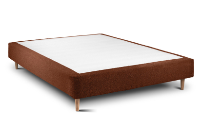 Lit 140x200 cm - Sommier tapissier H35 cm + tête de lit tapissée - Tissu Bouclette Terracotta