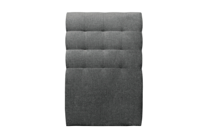 Lit 90x200 cm - Sommier tapissier H35 cm + tête de lit capitonnée - Tissu Toile natté Gris Anthracite