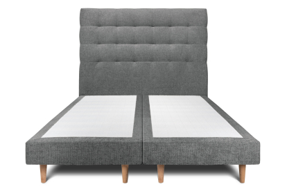 Lit 2x 100x200 cm - Sommier tapissier H29 cm + tête de lit capitonnée - Tissu Toile natté Gris Anthracite