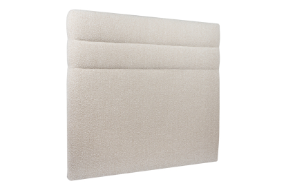 Lit 140x200 cm - Sommier tapissier H29 cm + tête de lit à lignes - Tissu Bouclette Beige Clair