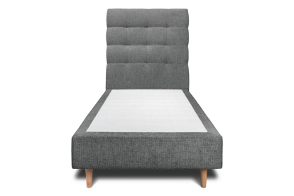 Lit 90x190 cm - Sommier tapissier H35 cm + tête de lit capitonnée - Tissu Toile natté Gris Anthracite