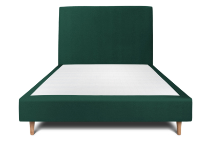 Lit 160x200 cm - Sommier tapissier H35 cm + tête de lit tapissée - Tissu Velours Vert