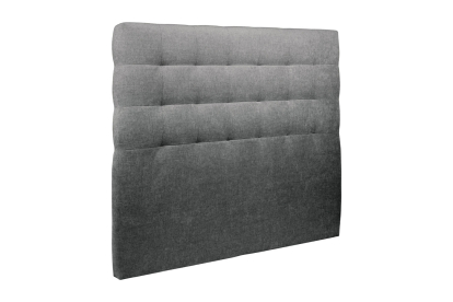 Lit 140x190 cm - Sommier à lattes H29 cm + tête de lit capitonnée - Tissu Toile natté Gris Anthracite